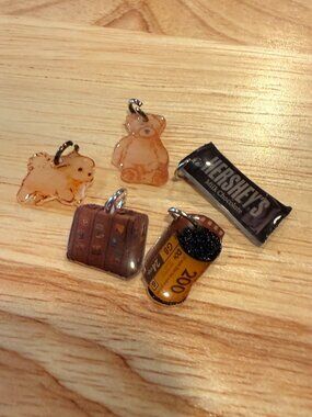 Y2k Travel Mini Charms — Kodak Film, Suitcase, Dog, Teddy Bear & Hershey